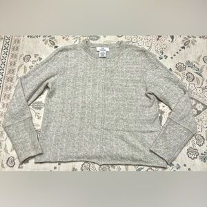 Magaschoni 100% Cashmere Sweater Heather Light Grey / White Size Large